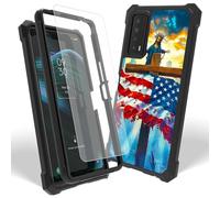 Dikoer Case for TCL Stylus 5G T779W 2022 with Screen Protector, Heavy Duty Dual Layer Hard PC & Silicone Shockproof Protective Phone Cover for Women Men, National Flag Cross