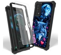 Dikoer Case for TCL Stylus 5G T779W 2022 with Screen Protector, Heavy Duty Dual Layer Hard PC & Silicone Shockproof Protective Phone Cover for Women Men, Purple Flower Wolf