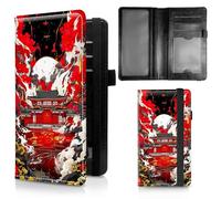 Dikoer Check Book Cover for Personal Checkbook, Leather Business Checkbooks Plastic Insert Flap Card Holder Pen Hoop Holder with RFID Blocking Slim Wallet for Women Men, Purple, Red Wave Pavilion