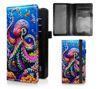 Dikoer Check Book Cover for Personal Checkbook, Leather Business Checkbooks Plastic Insert Flap Card Holder Pen Hoop Holder with RFID Blocking Slim Wallet for Women Men, Dragon, Ocean Octopus