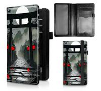 Dikoer Check Book Cover for Personal Checkbook, Premium Leather Checkbook Cover Plastic Insert Flap Card Holder Pen Hoop Holder with RFID Blocking Slim Wallet for Women Men, Cat, Red Lantern Grey