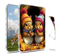 Dikoer Clear Case for 6.8" Kindle Paperwhite 11th Generation 2021 E-Reader, Slim Back Shell Anti-Slip Soft TPU Protection Transparent Shockproof Cover for Women Men, Squirrel Maple Leaf