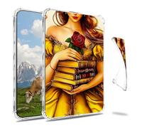 Dikoer Clear Case for 6.8" Kindle Paperwhite 11th Generation 2021 E-Reader, Slim Back Shell Anti-Slip Soft TPU Protection Transparent Shockproof Cover for Women Men, Yellow Book Rose