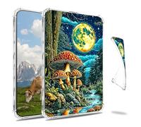 Dikoer Clear Case for 6.8" Kindle Paperwhite 11th Generation 2021 E-Reader, Slim Back Shell Anti-Slip Soft TPU Protection Transparent Shockproof Cover for Women Men, Moon Mushroom Creek