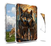 Dikoer Clear Case for 6.8" Kindle Paperwhite 11th Generation 2021 E-Reader, Slim Back Shell Anti-Slip Soft TPU Protection Transparent Shockproof Cover for Women Men, Maple Leaf Wolf