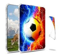 Dikoer Clear Case for 6" Kindle Paperwhite 10th Gen 2018 Model No. PQ94WIF E-Reader, Slim Back Shell Anti-Slip Soft TPU Protection Transparent Shockproof Cover for Women Men, Blue Red Flame Football