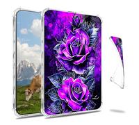 Dikoer Clear Case for 6" Kindle Paperwhite 11th Generation 2024/2022 Release E-Reader, Slim Back Shell Anti-Slip Soft TPU Protection Transparent Shockproof Cover for Women Men, Purple Rose Wall