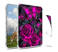 Dikoer Clear Case for 6" Kindle Paperwhite 11th Generation 2024/2022 Release E-Reader, Slim Back Shell Anti-Slip Soft TPU Protection Transparent Shockproof Cover for Women Men, Fuchsia Rose