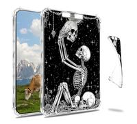 Dikoer Clear Case for 7" Kindle Paperwhite 12th Generation 2024/Kindle Colorsoft E-Reader, Slim Back Shell Anti-Slip Soft TPU Protection Transparent Shockproof Cover for Women Men, Skull Black White