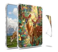 Dikoer Clear Case for 7" Kindle Paperwhite 12th Generation 2024/Kindle Colorsoft E-Reader, Slim Back Shell Anti-Slip Soft TPU Protection Transparent Cover for Women Men, Forest Psychedelic Deer