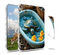 Dikoer Clear Case for Amazon Fire HD 10/10 Plus (11th Generation, 2021 Release) Tablet, Slim Back Shell Anti-Slip Soft TPU Protection Transparent Shockproof Cover for Women Men, Yellow Duck Returnee