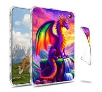 Dikoer Clear Case for Amazon Fire HD 10/10 Plus (11th Generation, 2021 Release) Tablet, Slim Back Shell Anti-Slip Soft TPU Protection Transparent Shockproof Cover for Women Men, Purple Dragon Sky