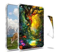 Dikoer Clear Case for Amazon Kindle Fire HD 8 & 8 Plus (12th/10th Generation, 2024/2022/2020 Release) 8", Slim Back Shell Anti-Slip Soft TPU Protection Transparent Shockproof Cover, Enchanted Forest