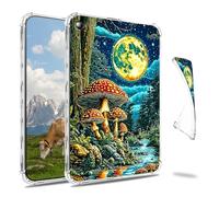Dikoer Clear Case for iPad 9.7" iPad 6th/5th Generation 2018/2017 Tablet, Slim Back Shell Anti-Slip Soft TPU Protection Transparent Shockproof Cover for Women Men, Moon Mushroom Creek