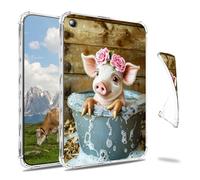 Dikoer Clear Case for iPad 9.7" iPad 6th/5th Generation 2018/2017 Tablet, Slim Back Shell Anti-Slip Soft TPU Protection Transparent Shockproof Cover for Women Men, Rose Piglet