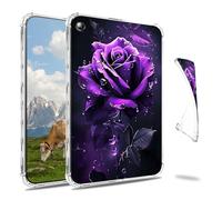 Dikoer Clear Case for iPad 9.7" iPad 6th/5th Generation 2018/2017 Tablet, Slim Back Shell Anti-Slip Soft TPU Protection Transparent Shockproof Cover for Women Men, Purple Rose