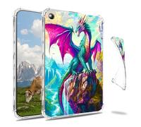 Dikoer Clear Case for iPad 9.7" iPad 6th/5th Generation 2018/2017 Tablet, Slim Back Shell Anti-Slip Soft TPU Protection Transparent Shockproof Cover for Women Men, Purple Feather Dragon