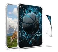 Dikoer Clear Case for iPad 9.7" iPad 6th/5th Generation 2018/2017 Tablet, Slim Back Shell Anti-Slip Soft TPU Protection Transparent Shockproof Cover for Women Men, Basketball Ice Basketball