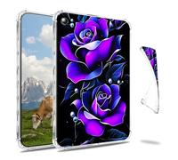 Dikoer Clear Case for iPad 9.7" iPad 6th/5th Generation 2018/2017 Tablet, Slim Back Shell Anti-Slip Soft TPU Protection Transparent Shockproof Cover for Women Men, Purple Rose Black
