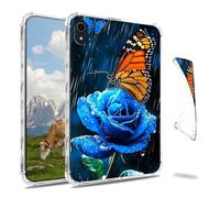 Dikoer Clear Case for iPad A16 11th Gen 11 Inch 2025/iPad 10th Gen 10.9" 2022 Tablet, Slim Back Shell Anti-Slip Soft TPU Protection Transparent Shockproof Cover for Women Men, Blue Rose Butterfly