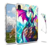 Dikoer Clear Case for iPad A16 11th Gen 11 Inch 2025/iPad 10th Gen 10.9" 2022 Tablet, Slim Back Shell Anti-Slip Soft TPU Protection Transparent Shockproof Cover for Women Men, Purple Feather Dragon