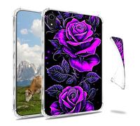 Dikoer Clear Case for iPad A16 11th Generation 11 Inch 2025/iPad 10th Gen 10.9" 2022 Tablet, Slim Back Shell Anti-Slip Soft TPU Protection Transparent Shockproof Cover for Women Men, Purple Rose 01