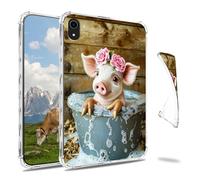 Dikoer Clear Case for iPad A16 11th Generation 11 Inch 2025/iPad 10th Gen 10.9" 2022 Tablet, Slim Back Shell Anti-Slip Soft TPU Protection Transparent Shockproof Cover for Women Men, Rose Piglet