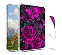 Dikoer Clear Case for iPad A16 11th Generation 11 Inch 2025/iPad 10th Gen 10.9" 2022 Tablet, Slim Back Shell Anti-Slip Soft TPU Protection Transparent Shockproof Cover for Women Men, Fuchsia Rose