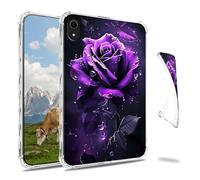 Dikoer Clear Case for iPad A16 11th Generation 11 Inch 2025/iPad 10th Gen 10.9" 2022 Tablet, Slim Back Shell Anti-Slip Soft TPU Protection Transparent Shockproof Cover for Women Men, Purple Rose