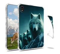 Dikoer Clear Case for iPad A16 11th Generation 11 Inch 2025/iPad 10th Gen 10.9" 2022 Tablet, Slim Back Shell Anti-Slip Soft TPU Protection Transparent Shockproof Cover for Women Men, Snowy White Wolf