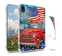 Dikoer Clear Case for iPad A16 11th Generation 11 Inch 2025/iPad 10th Gen 10.9" 2022 Tablet, Slim Back Shell Anti-Slip Soft TPU Protection Transparent Shockproof Cover for Women Men, Flag Red Car