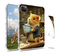 Dikoer Clear Case for iPad Air 13" M3/M2 (2025/2024) & iPad Pro 12.9" 6th/5th 2022/2021, Slim Back Shell Anti-Slip Soft TPU Protection Transparent Shockproof Cover for Women Men, Kettle Hamster