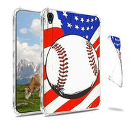 Dikoer Clear Case for iPad mini 7 A17 Pro 2024/Mini 6 8.3" 2021 7th/6th Gen Tablet, Slim Back Shell Anti-Slip Soft TPU Protection Transparent Shockproof Cover for Women Men, National Flag Baseball