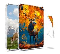 Dikoer Clear Case for iPad mini 7 A17 Pro 2024/Mini 6 8.3" 2021 7th/6th Gen Tablet, Slim Back Shell Anti-Slip Soft TPU Protection Transparent Shockproof Cover for Women Men, Maple Leaf Fall Deer