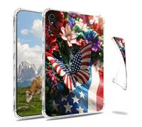 Dikoer Clear Case for iPad mini 7 A17 Pro 2024/Mini 6 8.3" 2021 7th/6th Gen Tablet, Slim Back Shell Anti-Slip Soft TPU Protection Transparent Shockproof Cover for Women Men, National Flag Butterfly