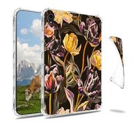 Dikoer Clear Case for iPad mini 7 A17 Pro 2024/Mini 6 8.3" 2021 7th/6th Gen Tablet, Slim Back Shell Anti-Slip Soft TPU Protection Transparent Shockproof Cover for Women Men, Purple Peony Flower