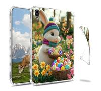 Dikoer Clear Case for iPad mini 7 A17 Pro 2024/Mini 6 8.3" 2021 7th/6th Gen Tablet, Slim Back Shell Anti-Slip Soft TPU Protection Transparent Shockproof Cover for Women, White Rabbit Yellow Flower