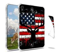 Dikoer Clear Case for iPad mini 7 A17 Pro 2024/Mini 6 8.3" 2021 7th/6th Generation Tablet, Slim Back Shell Anti-Slip Soft TPU Protection Transparent Shockproof Cover for Women Men, Deer Flag
