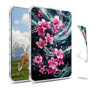 Dikoer Clear Case for iPad mini 7 A17 Pro 2024/Mini 6 8.3" 2021 7th/6th Generation Tablet, Slim Back Shell Anti-Slip Soft TPU Protection Transparent Shockproof Cover for Women Men, Pink Petals Waves