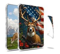 Dikoer Clear Case for iPad mini 7 A17 Pro 2024/Mini 6 8.3" 2021 7th/6th Generation Tablet, Slim Back Shell Anti-Slip Soft TPU Protection Transparent Shockproof Cover for Women Men, Flag Flower Deer