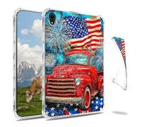 Dikoer Clear Case for iPad mini 7 A17 Pro 2024/Mini 6 8.3" 2021 7th/6th Generation Tablet, Slim Back Shell Anti-Slip Soft TPU Protection Transparent Shockproof Cover for Women Men, Flag Red Car