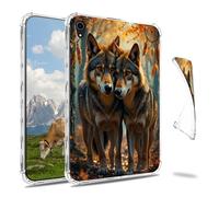 Dikoer Clear Case for iPad mini 7 A17 Pro 2024/Mini 6 8.3" 2021 7th/6th Generation Tablet, Slim Back Shell Anti-Slip Soft TPU Protection Transparent Shockproof Cover for Women Men, Maple Leaf Wolf
