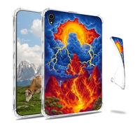 Dikoer Clear Case for iPad mini 7 A17 Pro 2024/Mini 6 8.3" 2021 7th/6th Generation Tablet, Slim Back Shell Anti-Slip Soft TPU Protection Transparent Shockproof Cover for Women Men, Galaxy Flame