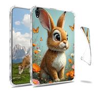 Dikoer Clear Case for iPad mini 7 A17 Pro 2024/Mini 6 8.3" 2021 7th/6th Generation Tablet, Slim Back Shell Anti-Slip Soft TPU Protection Transparent Shockproof Cover for Women Men, Rabbit Butterfly
