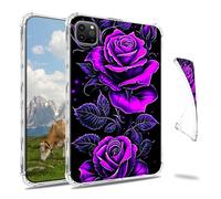 Dikoer Clear Case for iPad Pro 13 Inch (M5/M4) 2025/2024 Tablet, Slim Back Shell Anti-Slip Soft TPU Protection Transparent Shockproof Cover for Women Men, Purple Rose 01
