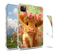 Dikoer Clear Case for iPad Pro 13 Inch (M5/M4) 2025/2024 Tablet, Slim Back Shell Anti-Slip Soft TPU Protection Transparent Shockproof Cover for Women Men, Trumpet Flower Yellow Ox