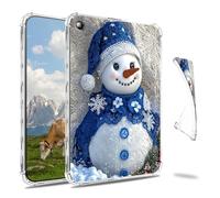 Dikoer Clear Case for Kindle Fire HD 10 (7th/9th Generation 2017/2019 Release) Tablet, Slim Back Shell Anti-Slip Soft TPU Protection Transparent Shockproof Cover for Women Men, Blue Snowman