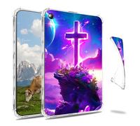 Dikoer Clear Case for Kindle Fire HD 10 (7th/9th Generation 2017/2019 Release) Tablet, Slim Back Shell Anti-Slip Soft TPU Protection Transparent Shockproof Cover for Women Men, Purple Sky