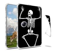 Dikoer Clear Case for OnePlus Pad 2 12.1 Inch 2024 Tablet, Slim Back Shell Anti-Slip Soft TPU Protection Transparent Shockproof Cover for Women Men, White Skull