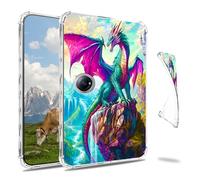 Dikoer Clear Case for OnePlus Pad 2 12.1 Inch 2024 Tablet, Slim Back Shell Anti-Slip Soft TPU Protection Transparent Shockproof Cover for Women Men, Purple Feather Dragon